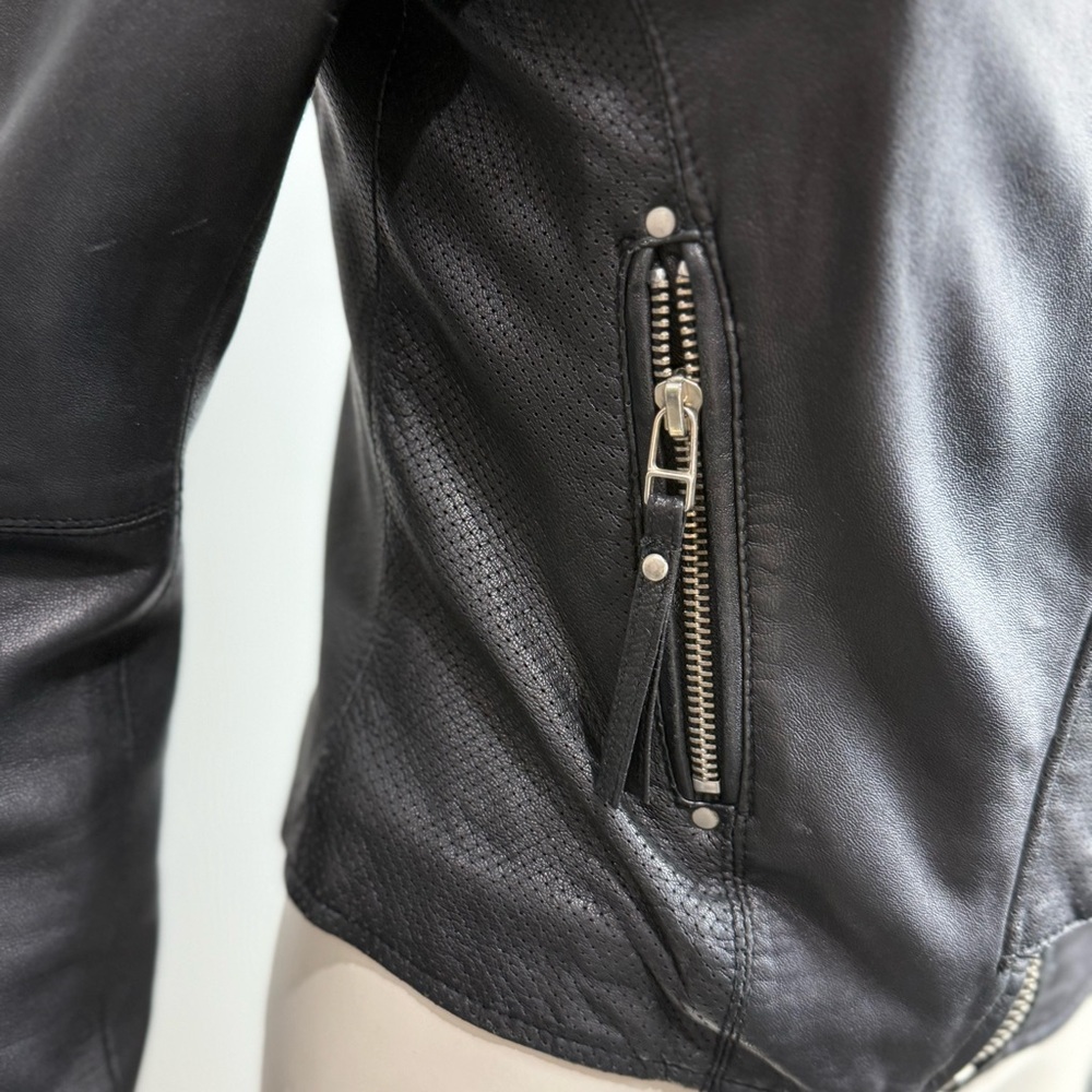 Vintage IRO Lambskin Leather Moto Jacket Fitted Size 0 - Picture 10 of 11